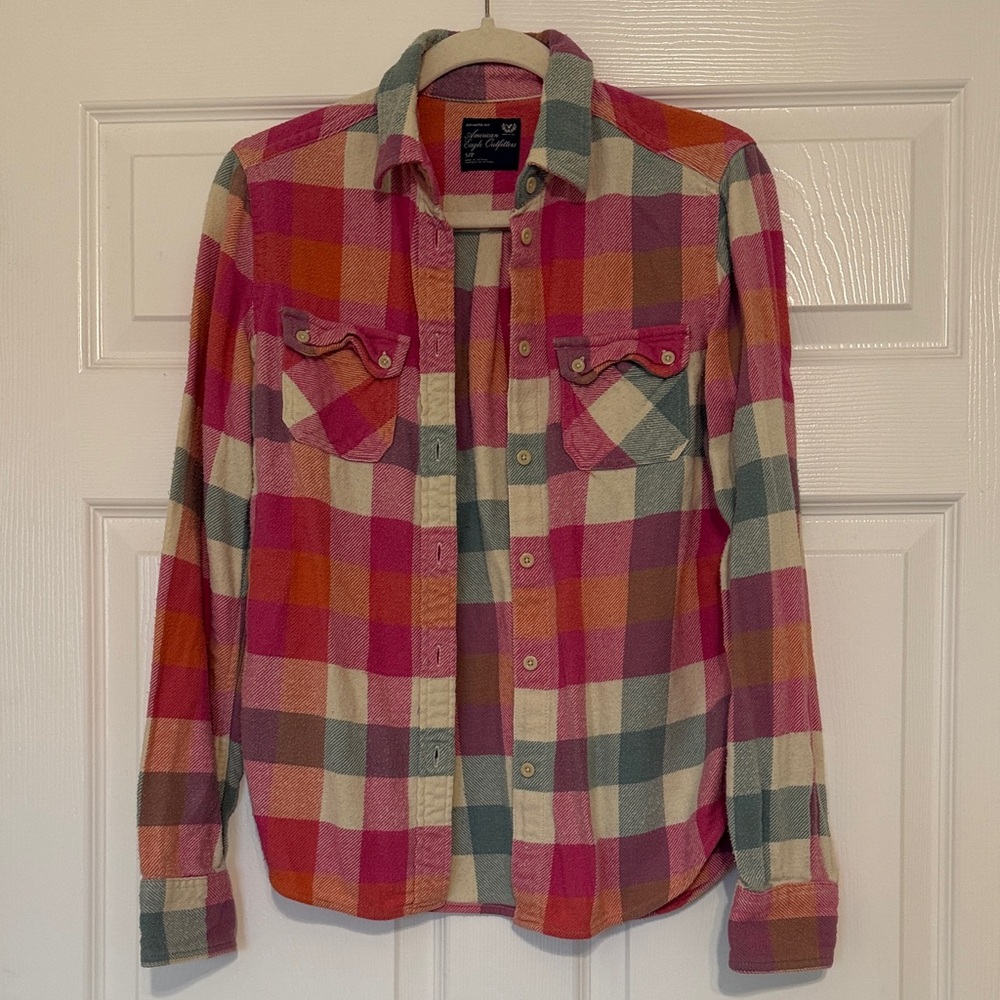 American Eagle Outfitters Multicolor Plaid Flannel Shirt